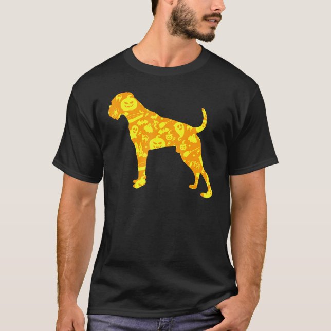 Boxer Dog Halloween Py Pumpkin Pattern T-Shirt (Front)