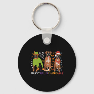 Boxer Dog Happy Hallothanksmas Xmas Dog Lover  Key Ring