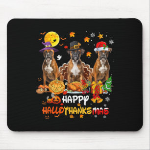 Boxer Dog Happy Halloween Thanksgiving Merry Chris Mouse Mat