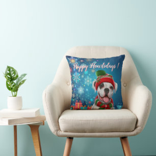Boxer Dog Happy Howlidays ! Cushion