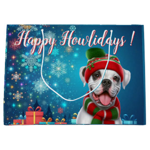 Boxer Dog Happy Howlidays ! Large Gift Bag
