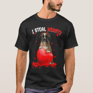 Boxer Dog I Steal Hearts Cute Valentine Day Women  T-Shirt