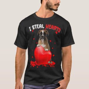 Boxer Dog I Steal Hearts Cute Valentine Day Women T-Shirt