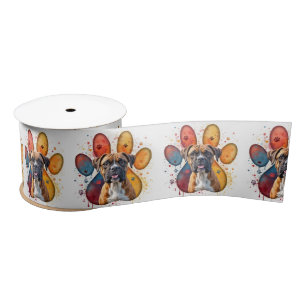Boxer Dog In a Pawprint Satin Ribbon