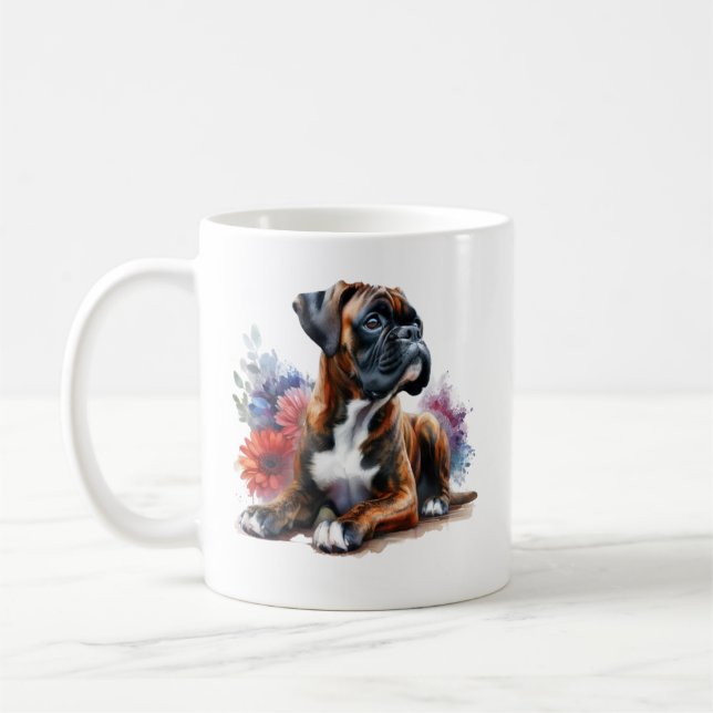 Boxer Dog in Bloom Boxer & Blossoms Coffee Mug (Left)