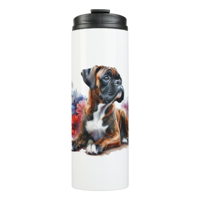 Boxer Dog in Bloom Boxer & Blossoms Thermal Tumbler (Front)