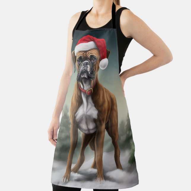 Boxer Dog in Snow Christmas  Apron (Insitu)