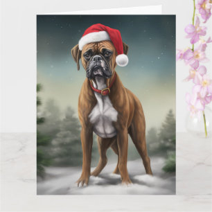 Boxer Dog in Snow Christmas  Card