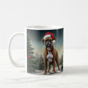 Boxer Dog in Snow Christmas  Coffee Mug