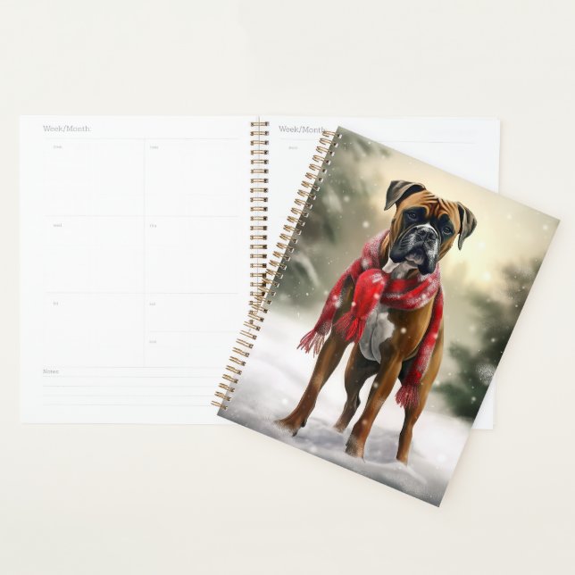 Boxer Dog in Snow Christmas Planner (Display)