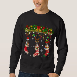 Boxer Dog In Sock Xmas Reindeer Santa ELF Dog Paja Sweatshirt