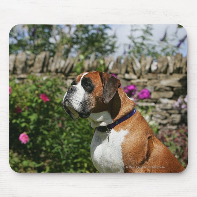 Boxer Dog in the Flowers Mouse Mat (Front)