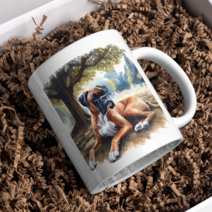 Boxer dog in the Shade Watercolor Art Coffee Mug
