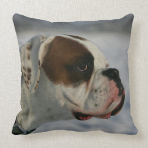Boxer Dog in the Snow Cushion