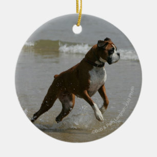 Boxer Dog in Water Ceramic Tree Decoration