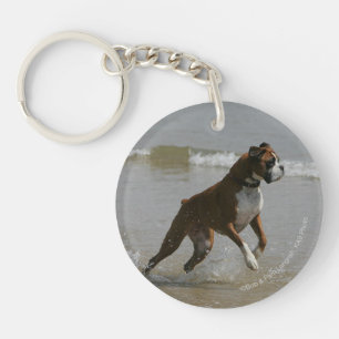 Boxer Dog in Water Key Ring