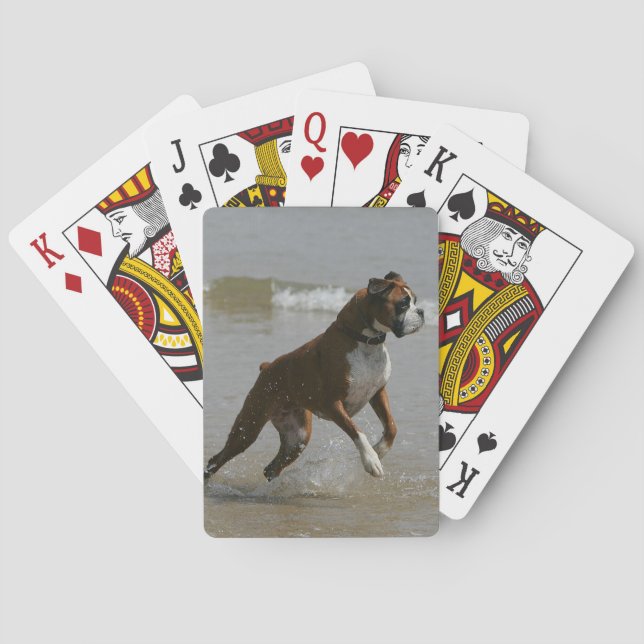 Boxer Dog in Water Playing Cards (Back)