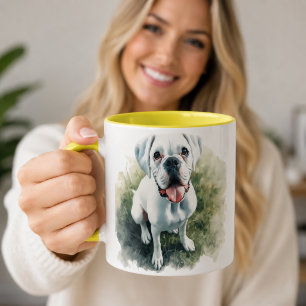 Boxer Dog in Watercolor Two-Tone Coffee Mug