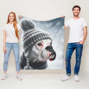 Boxer Dog in Winter Fleece Blanket