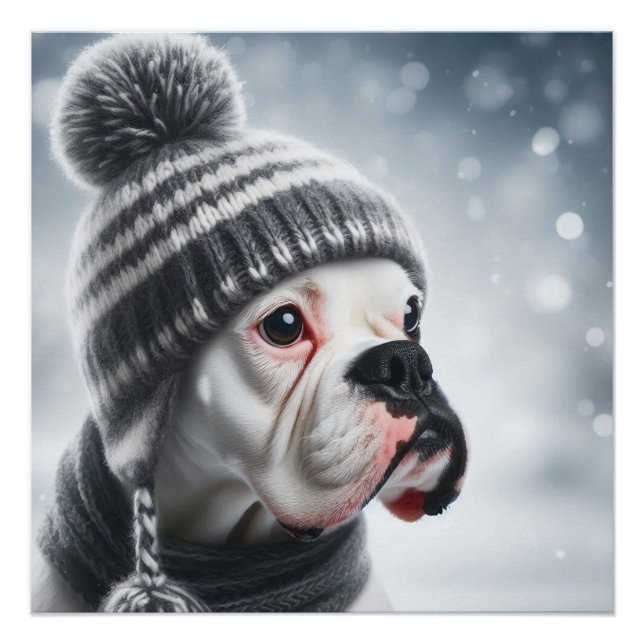 Boxer Dog in Winter Poster (Front)