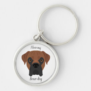 Boxer dog keychain. Any coat color, any type of ea Key Ring