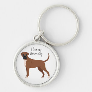 Boxer dog keychain. Any coat color, any type of ea Key Ring
