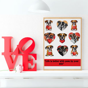 Boxer Dog Love – Romantic Watercolor Poster