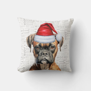 Boxer Dog Lover Christmas Holiday Cushion
