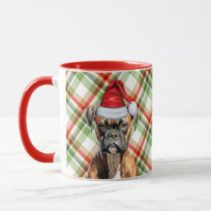Boxer Dog Lover Holiday Plaid Christmas Mug