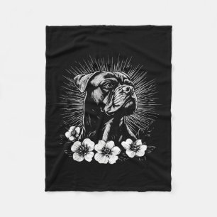 Boxer Dog Lover Retro Style Tattoo _1 Fleece Blanket