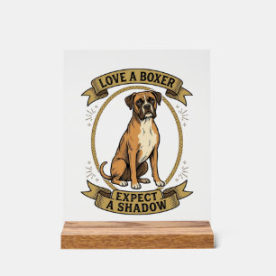 Boxer Dog Lover Shirt Vintage Engraving Funny Pet Acrylic Sign