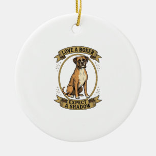 Boxer Dog Lover Shirt Vintage Engraving Funny Pet Ceramic Tree Decoration