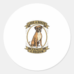 Boxer Dog Lover Shirt Vintage Engraving Funny Pet  Classic Round Sticker