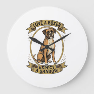 Boxer Dog Lover Shirt Vintage Engraving Funny Pet Large Clock