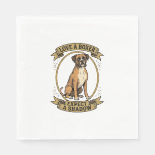 Boxer Dog Lover Shirt Vintage Engraving Funny Pet Napkin