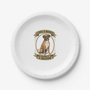 Boxer Dog Lover Shirt Vintage Engraving Funny Pet Paper Plate