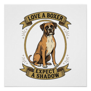 Boxer Dog Lover Shirt Vintage Engraving Funny Pet Poster