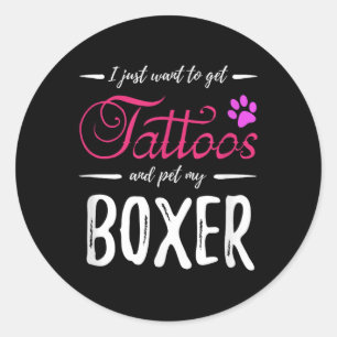 Boxer Dog Lover Tattoo Shirt Funny Dog Mum Gift Id Classic Round Sticker