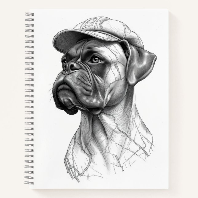 Boxer Dog Marble Statue Vintage Style Notebook (Front)