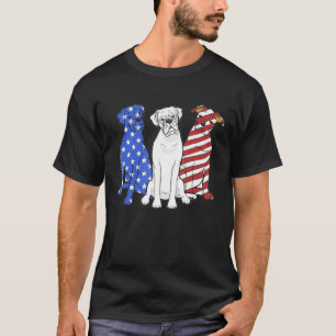 Boxer Dog Merica American Flag Patriot 4th Of July T-Shirt