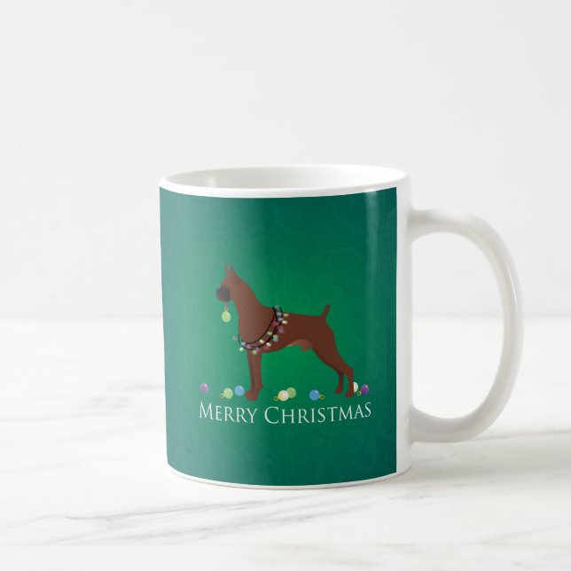 Boxer Dog Merry Christmas Design Coffee Mug (Right)