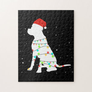 Boxer Dog Merry Christmas Lights Jigsaw Puzzle