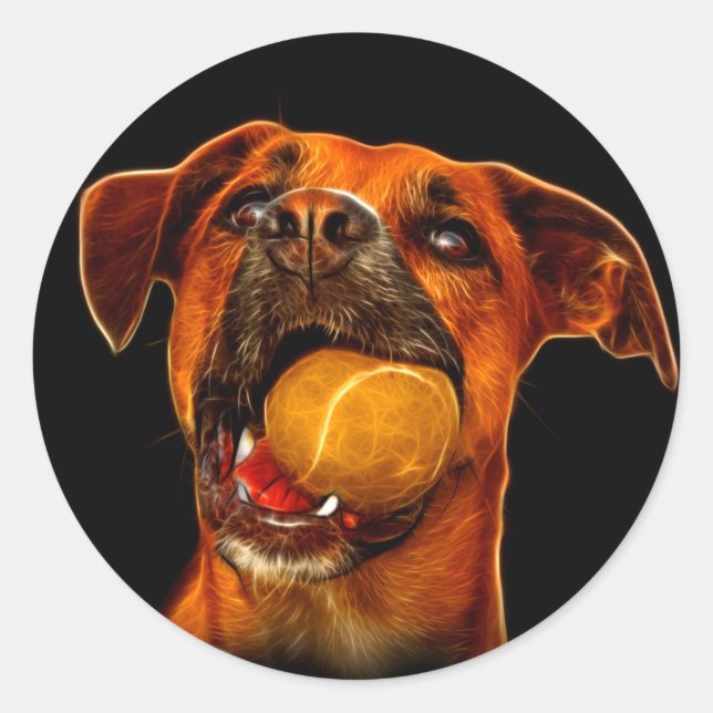 Boxer Dog Modern Art Classic Round Sticker (Front)
