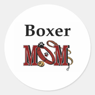 Boxer Dog MOM Classic Round Sticker