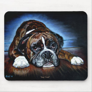 Boxer Dog Mousemat, Dog Tired Mouse Mat
