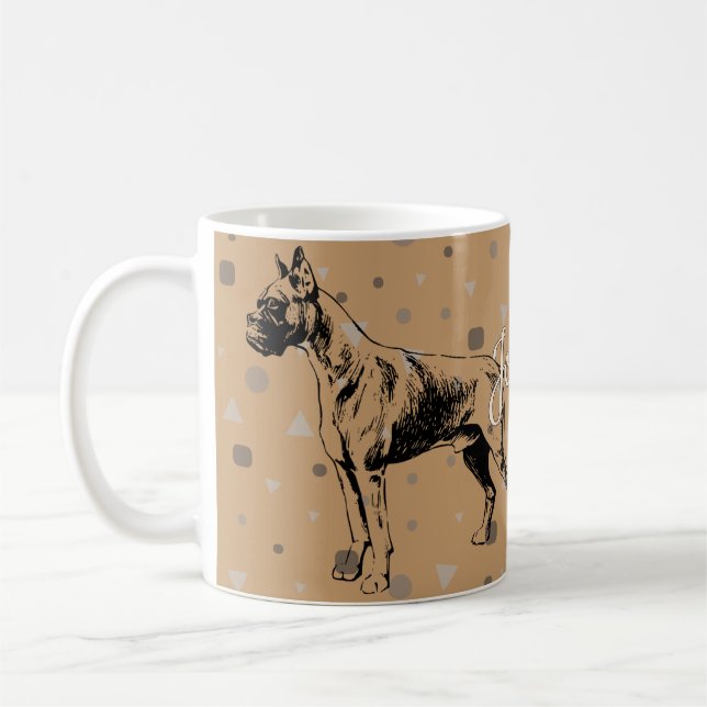 Boxer Dog Mug – Geometric Boxer Illustration (Left)