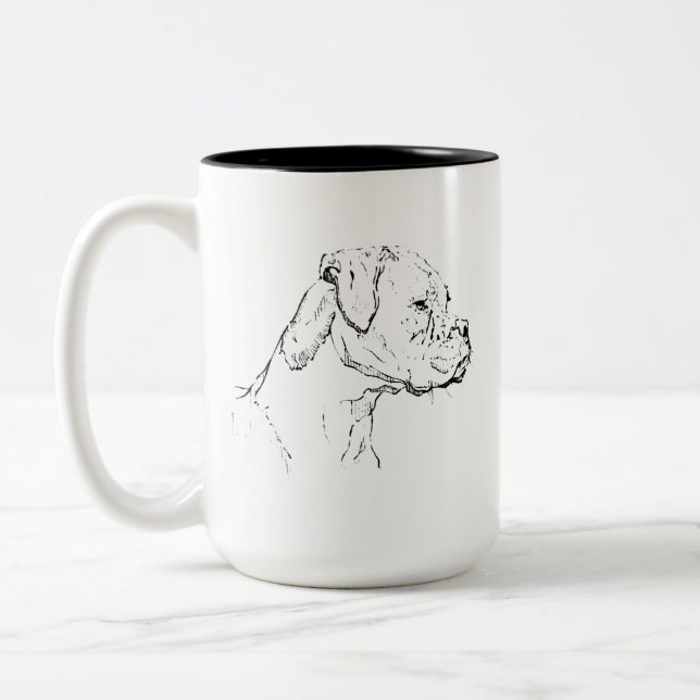 Boxer Dog Mug – Hand Drawn Ink Dog Coffee Mug (Left)