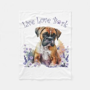 Boxer Dog Mum Floral Fleece Blanket