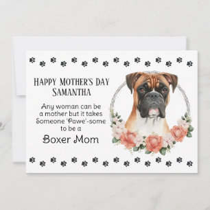 Boxer Dog Mum Florals Mother's Day Verse Holiday Card