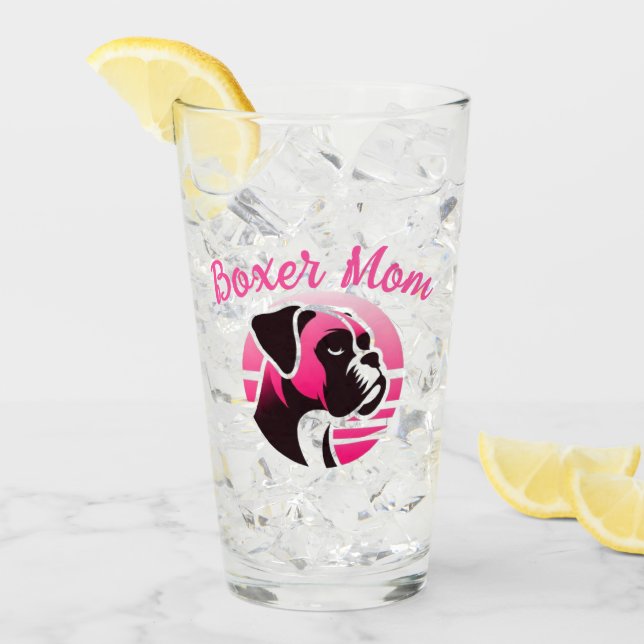 Boxer Dog Mum in Pink Glass (Front Ice)
